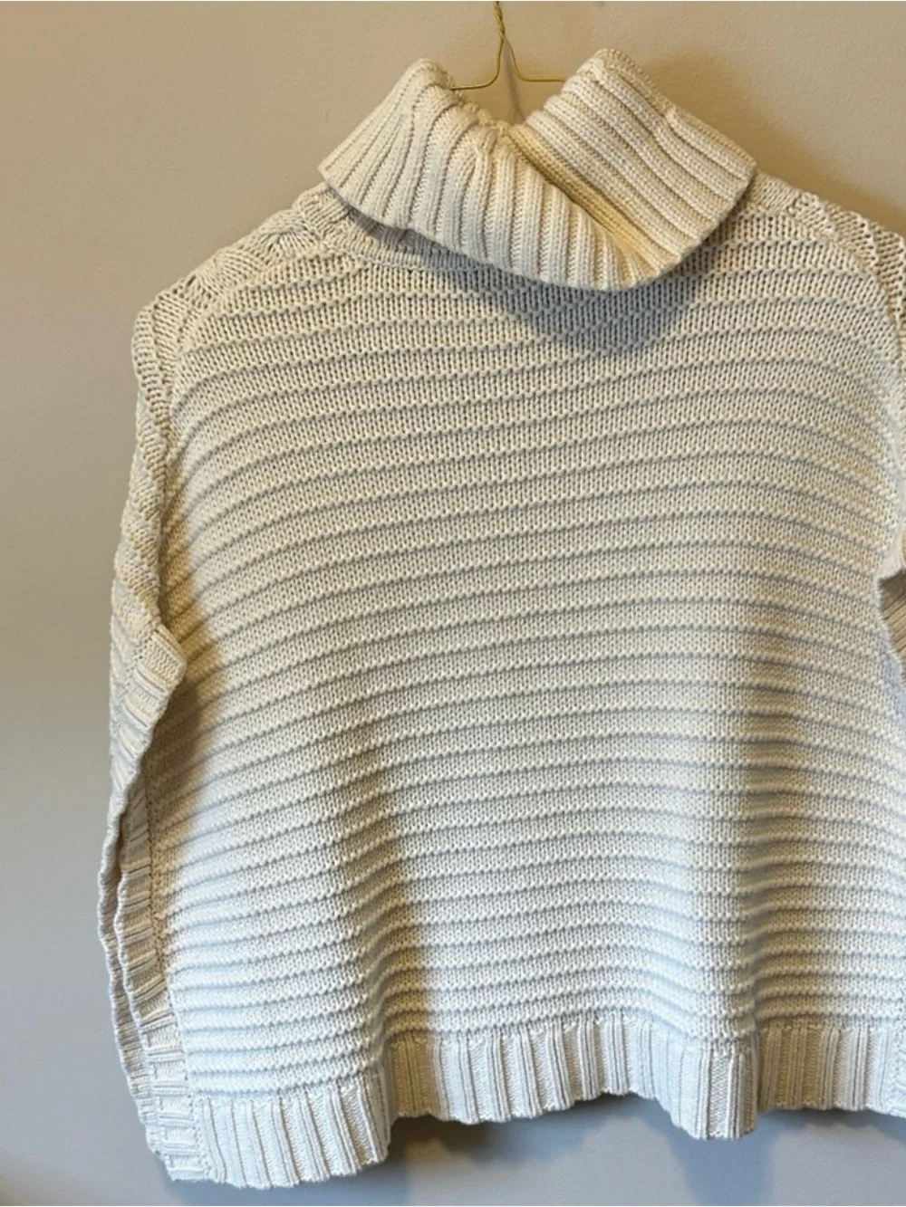 Girls Cream Cable-Knit Turtleneck Sweater